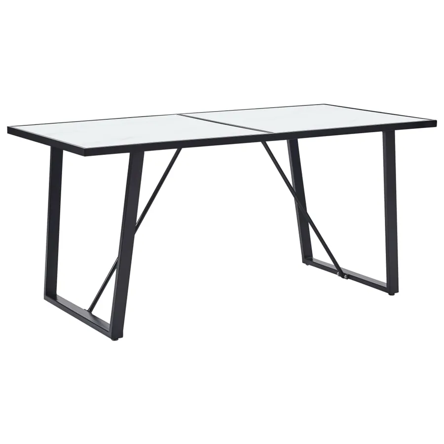Table de salle à manger Blanc 160x80x75 cm Verre trempé