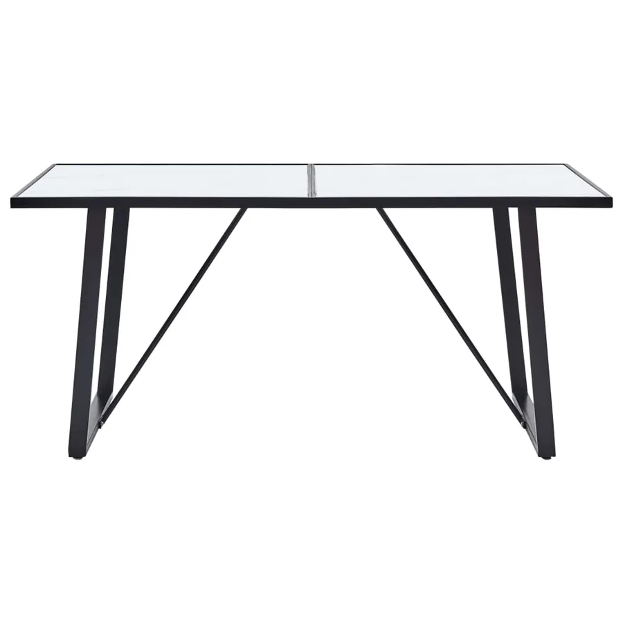 Table de salle à manger Blanc 160x80x75 cm Verre trempé - 2