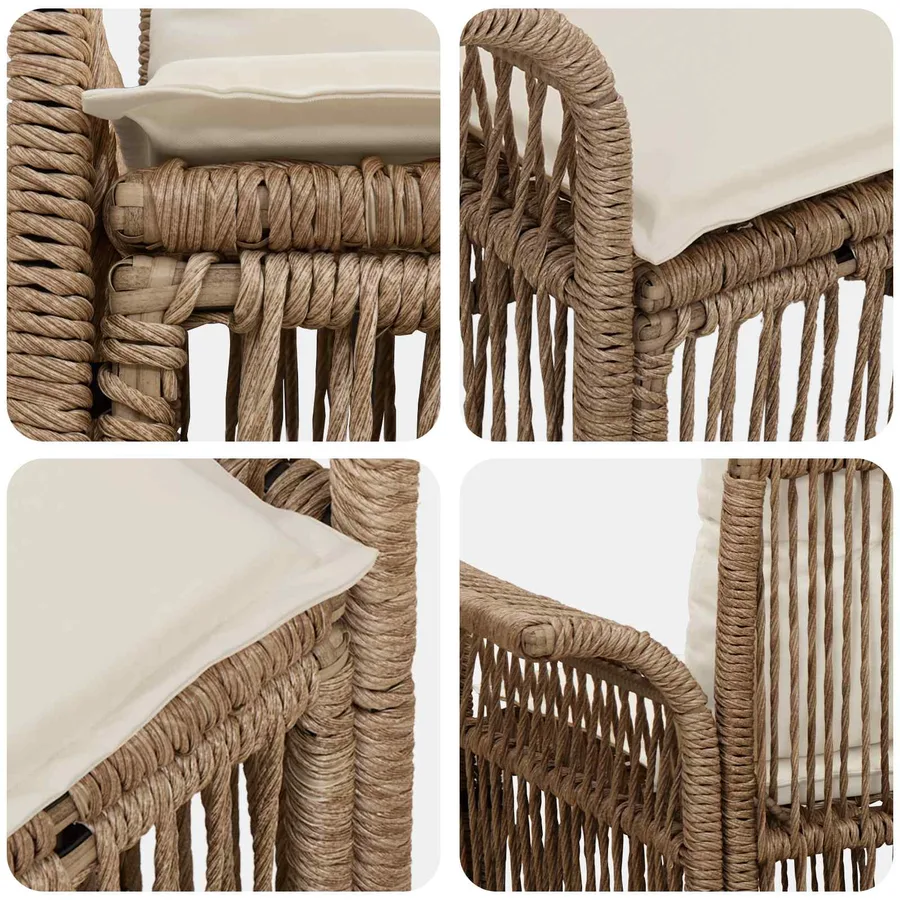 Canapé de jardin 2-Nombre de places Beige polyrotin - 7