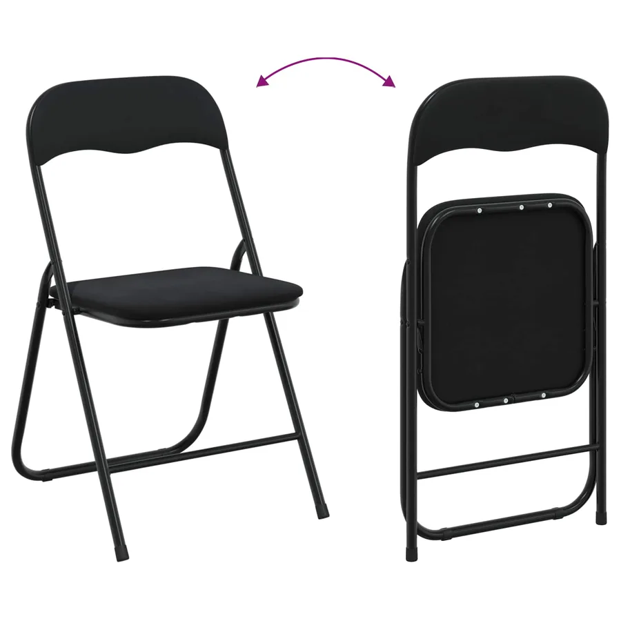 Chaise pliante 2 pcs Noir 48 x 44 x 78 cm Velours - 11