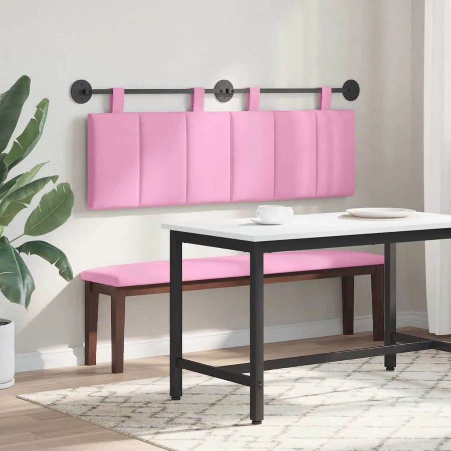 Tête de lit suspendue Rose Tissu - 4