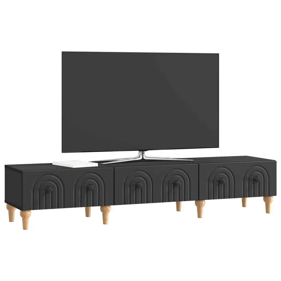 Meuble TV avec tiroir Noir 147 x 34,5 x 30 cm Bois d'ingénierie - 3