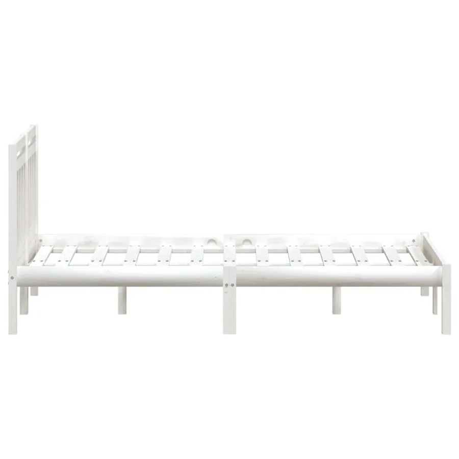 Cadre de lit sans matelas blanc bois massif 140x190 cm - 5