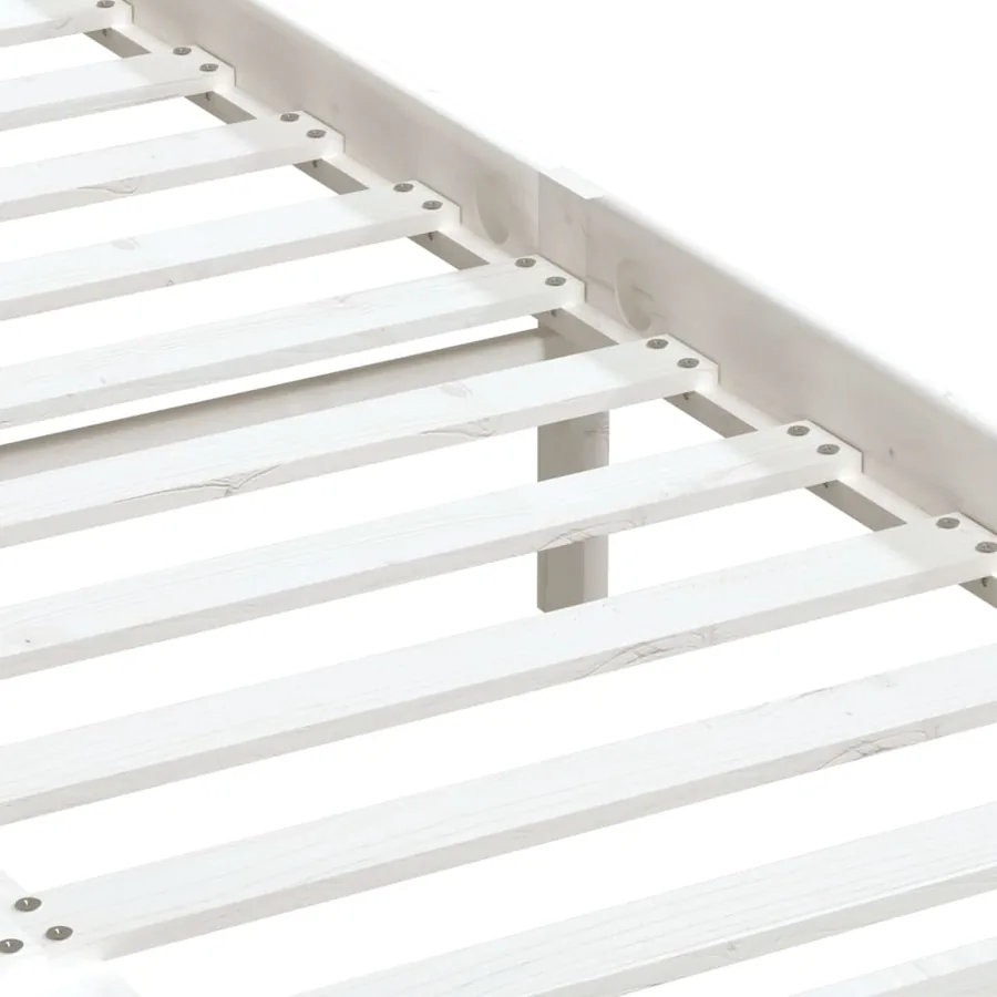 Cadre de lit sans matelas blanc bois massif 140x190 cm - 6
