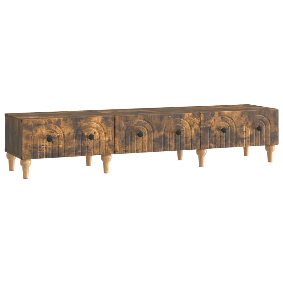 Meuble TV Chêne fumé 147 x 34,5 x 30 cm Bois d'ingénierie - 2