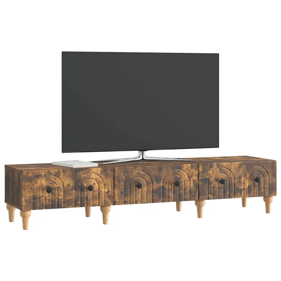 Meuble TV Chêne fumé 147 x 34,5 x 30 cm Bois d'ingénierie - 3
