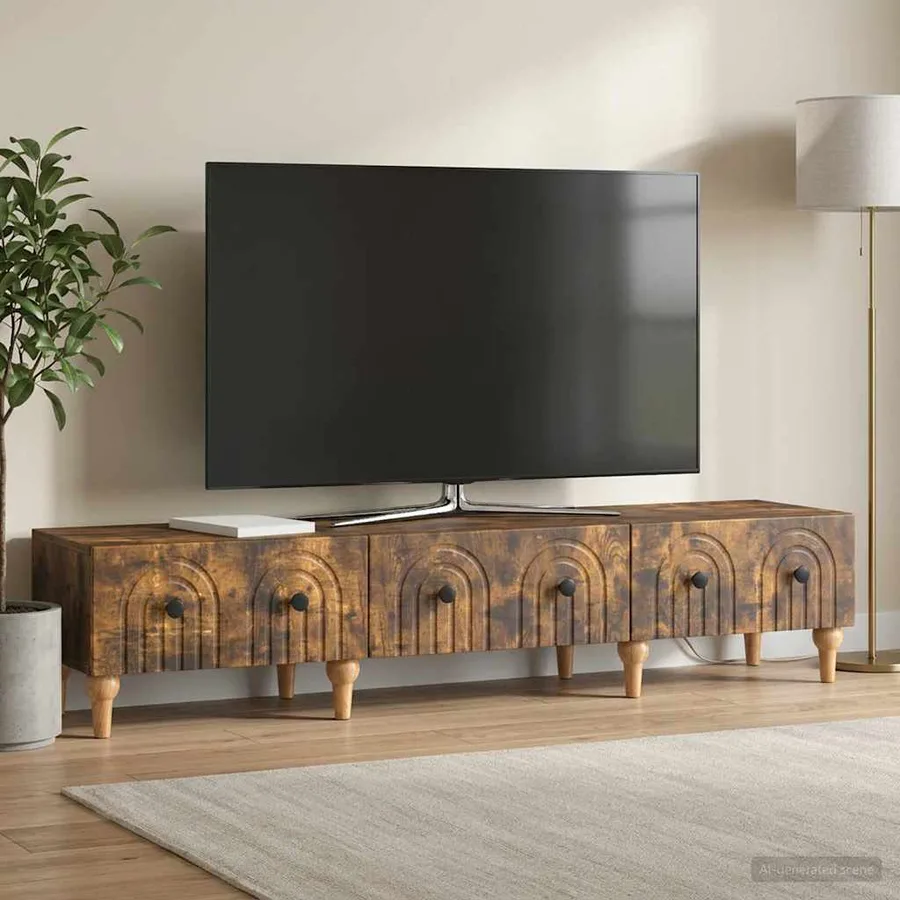 Meuble TV Chêne fumé 147 x 34,5 x 30 cm Bois d'ingénierie - 4