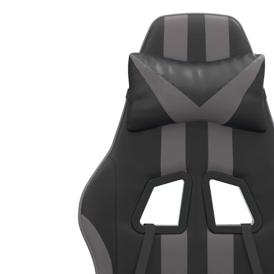 Chaise de jeu avec repose-pied Noir et gris Similicuir - 12