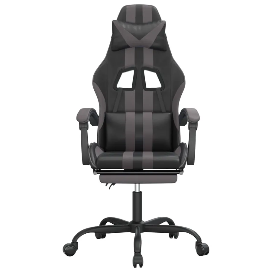 Chaise de jeu avec repose-pied Noir et gris Similicuir - 3