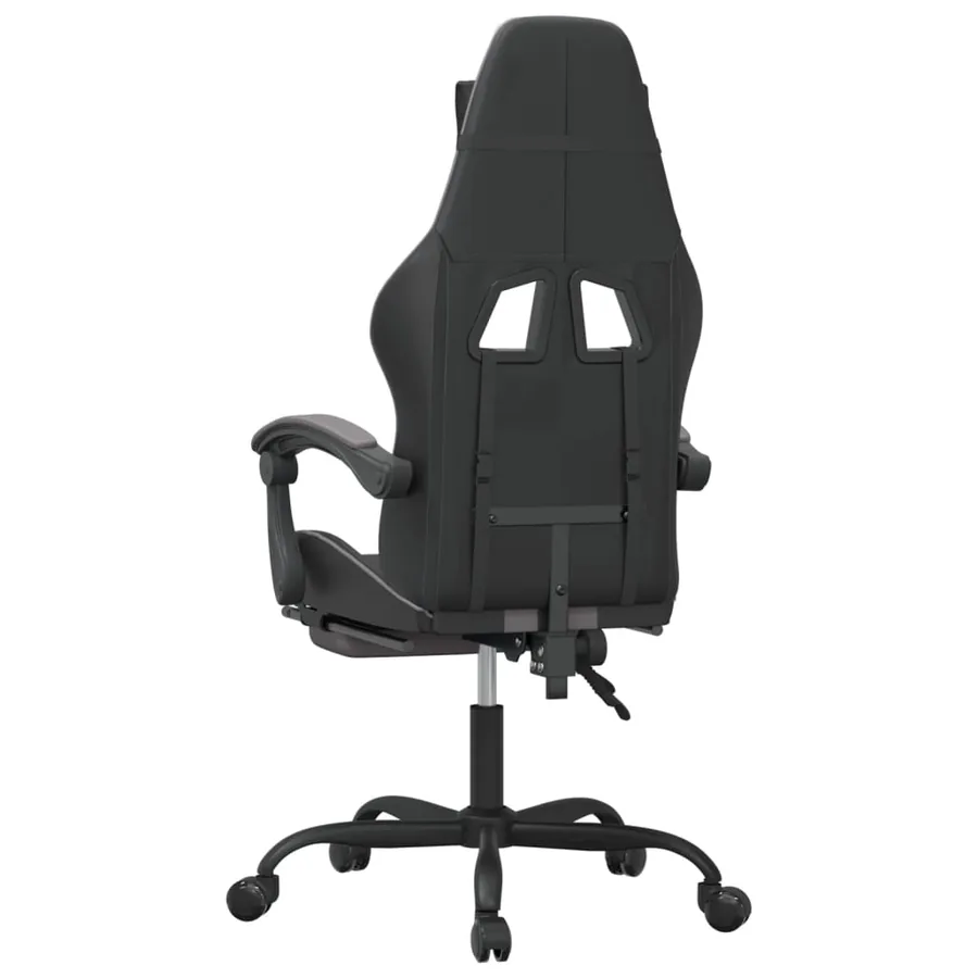Chaise de jeu avec repose-pied Noir et gris Similicuir - 5