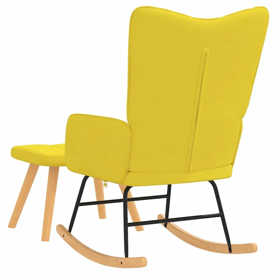 Chaise à bascule avec tabouret Jaune moutarde Tissu - 5