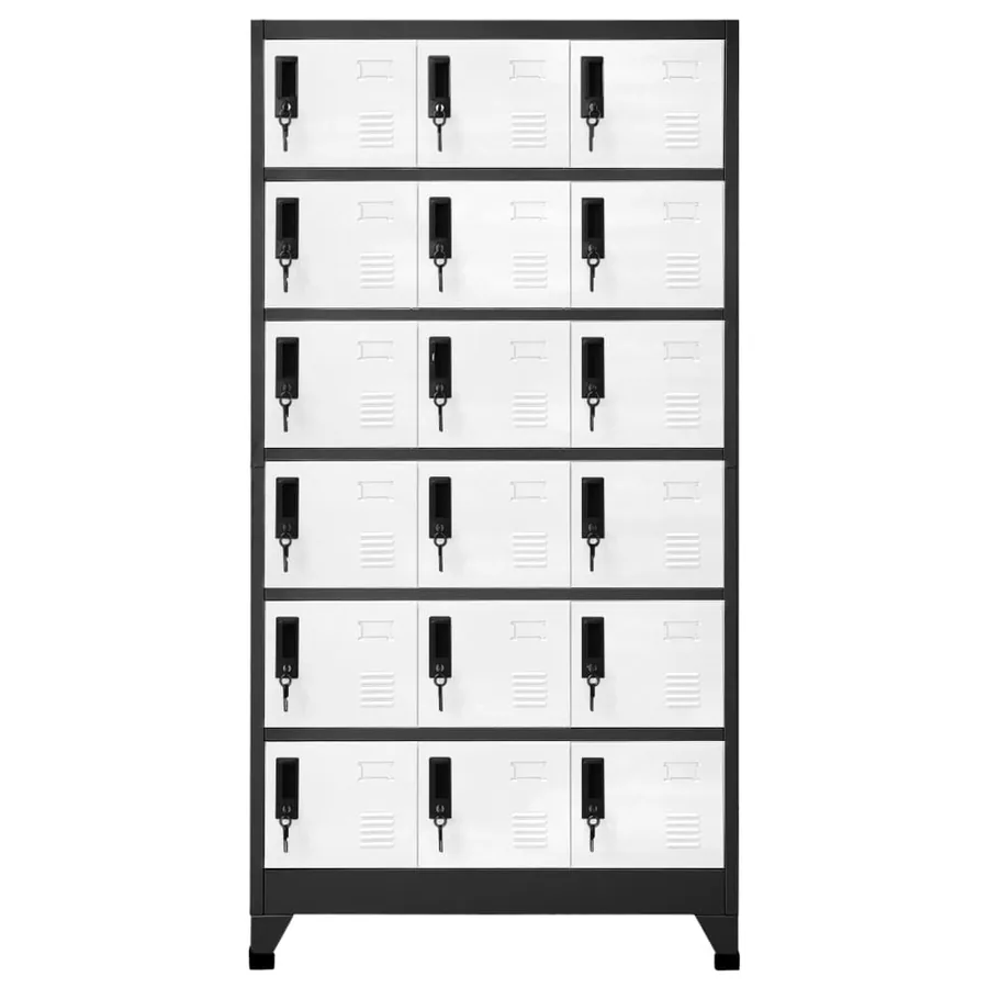 Armoire à casiers Anthracite et blanc 90x40x180 cm Acier - 2