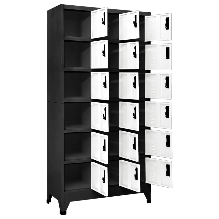 Armoire à casiers Anthracite et blanc 90x40x180 cm Acier - 3
