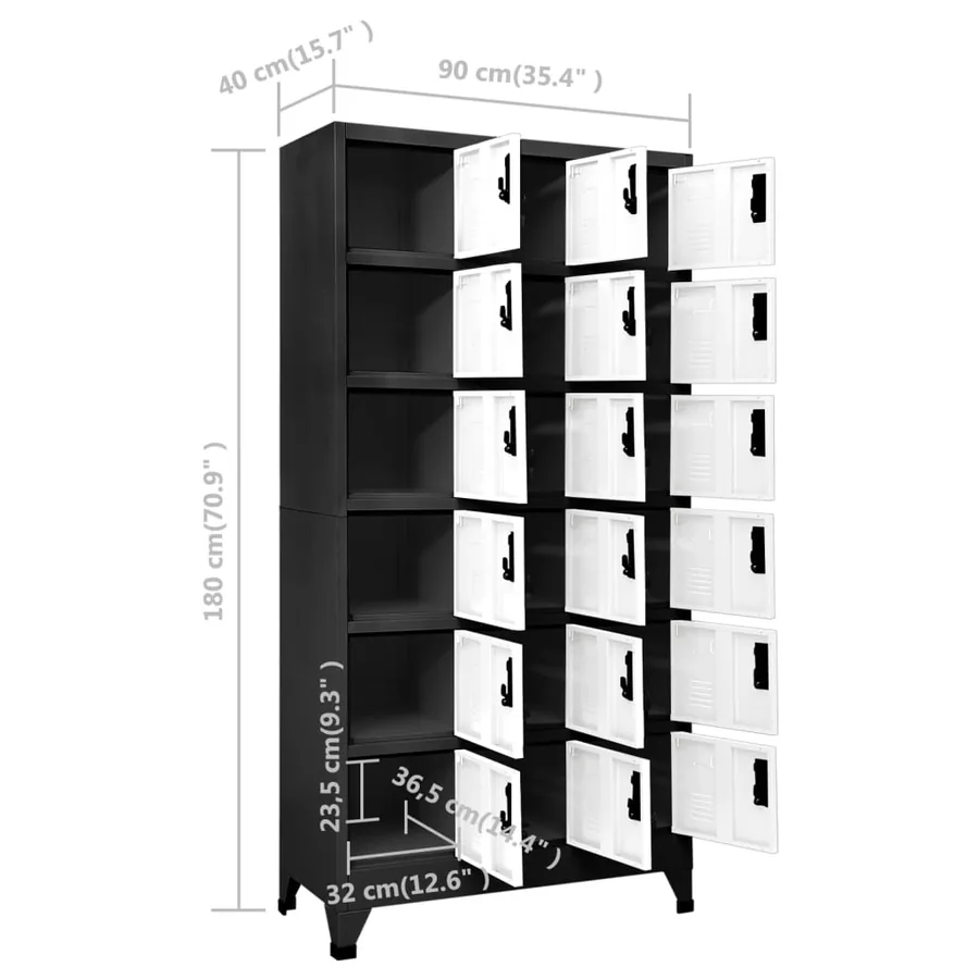 Armoire à casiers Anthracite et blanc 90x40x180 cm Acier - 8