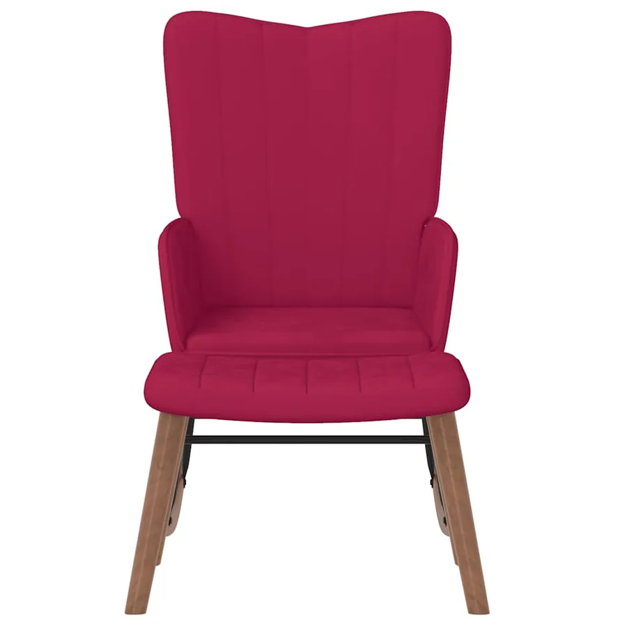 Chaise à bascule avec repose-pied Rouge bordeaux Velours - 3