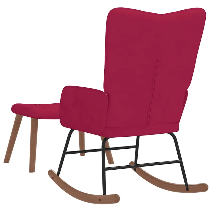 Chaise à bascule avec repose-pied Rouge bordeaux Velours - 5