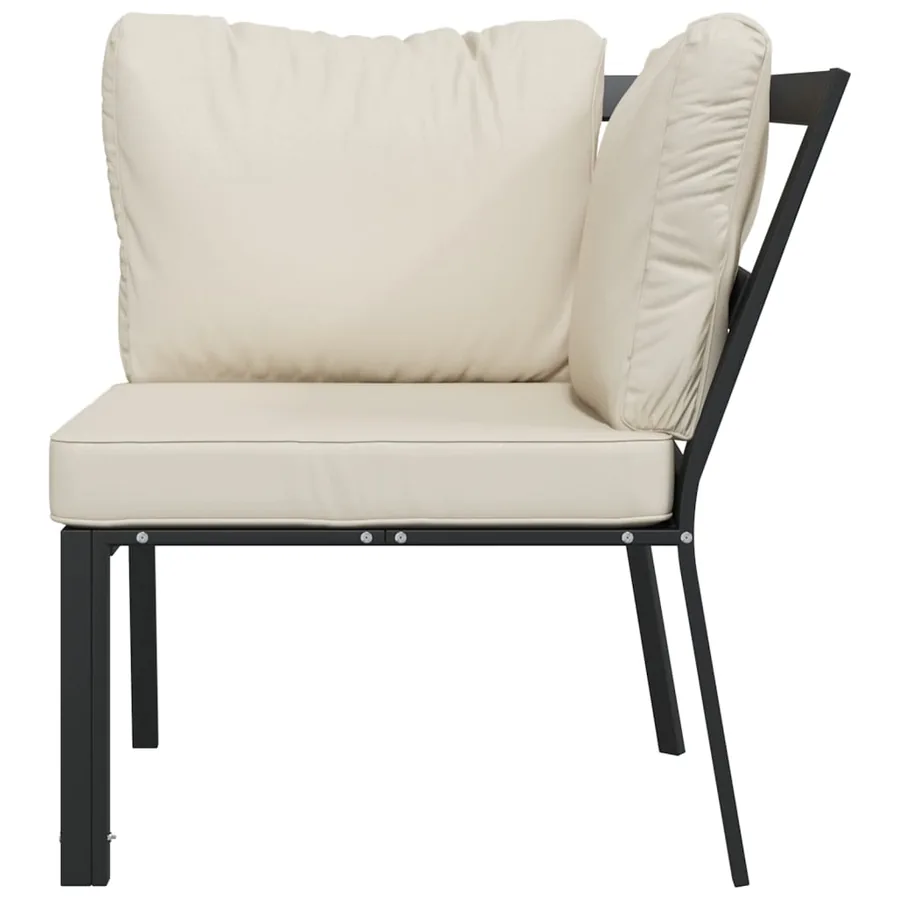 Chaise de jardin avec coussins sable 76x76x79 cm acier - 3