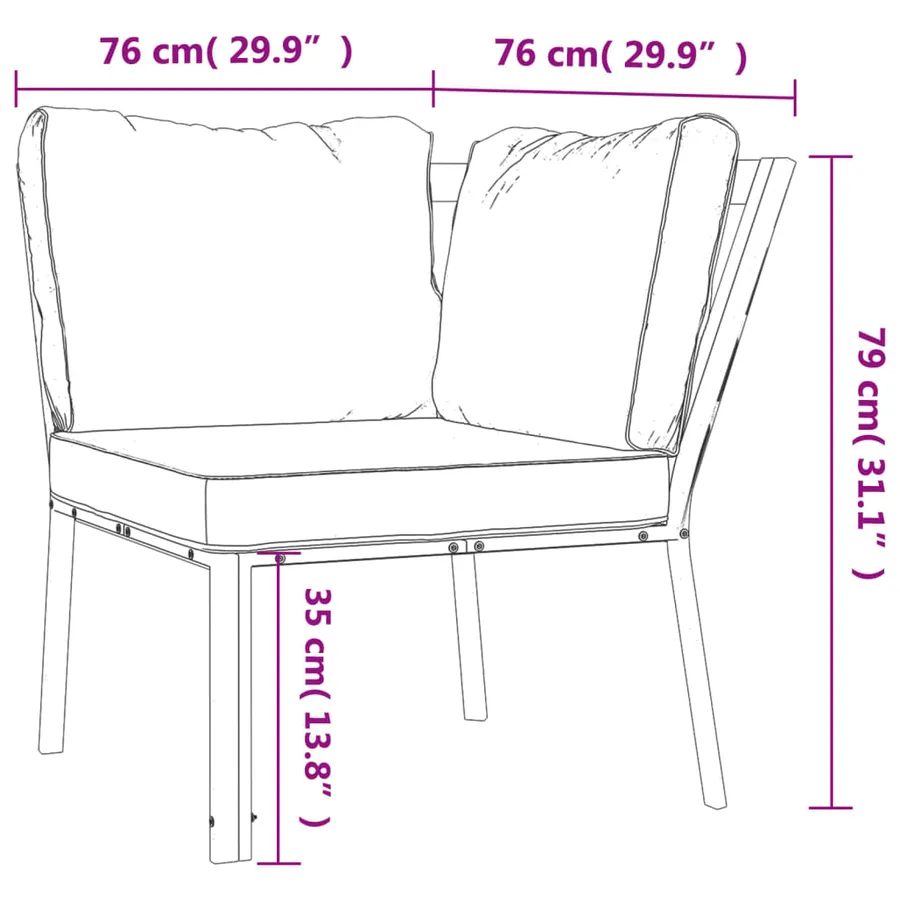 Chaise de jardin avec coussins sable 76x76x79 cm acier - 8