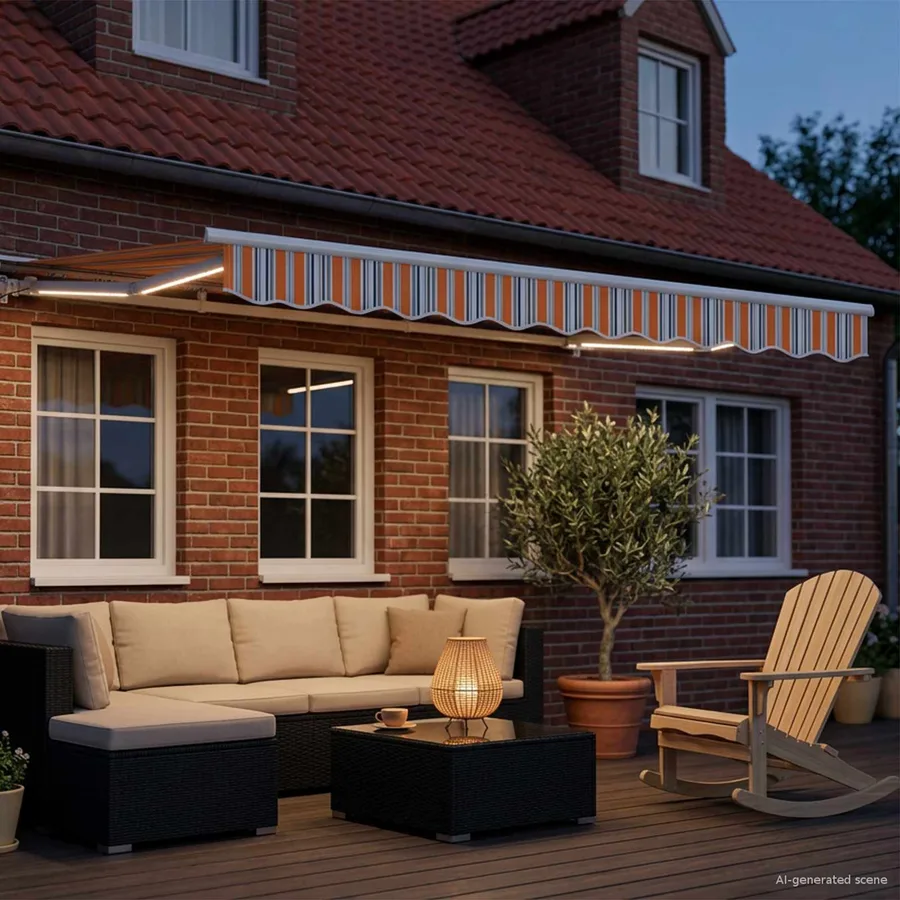 Cadre de store manuel avec LEDs Bleu, Orange, Blanc 3,5 x 2,5 m - 3