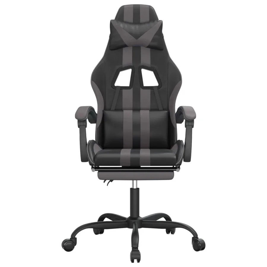 Chaise de jeu pivotante et repose-pied Noir et gris Similicuir - 3