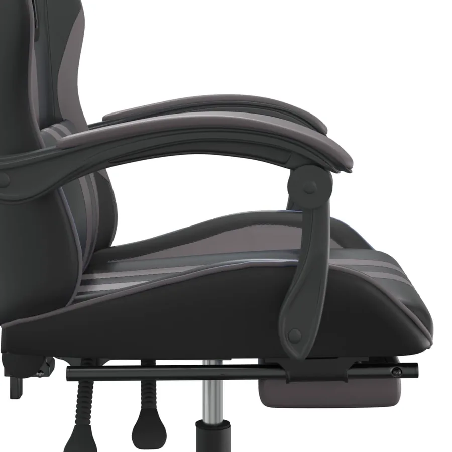 Chaise de jeu pivotante et repose-pied Noir et gris Similicuir - 9