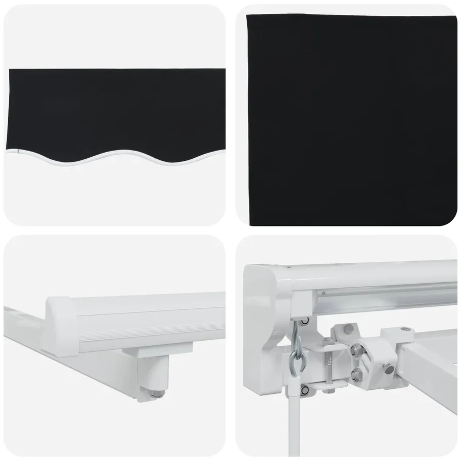 Cadre de store manuel avec LEDs Noir et Blanc 4 × 3 m - 9