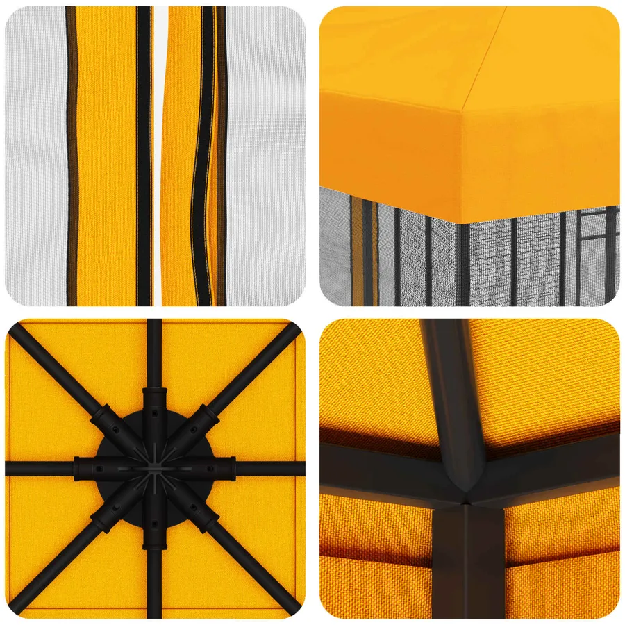Abri de jardin avec parois 3 x 3 m Jaune Polyester et Acier - 7