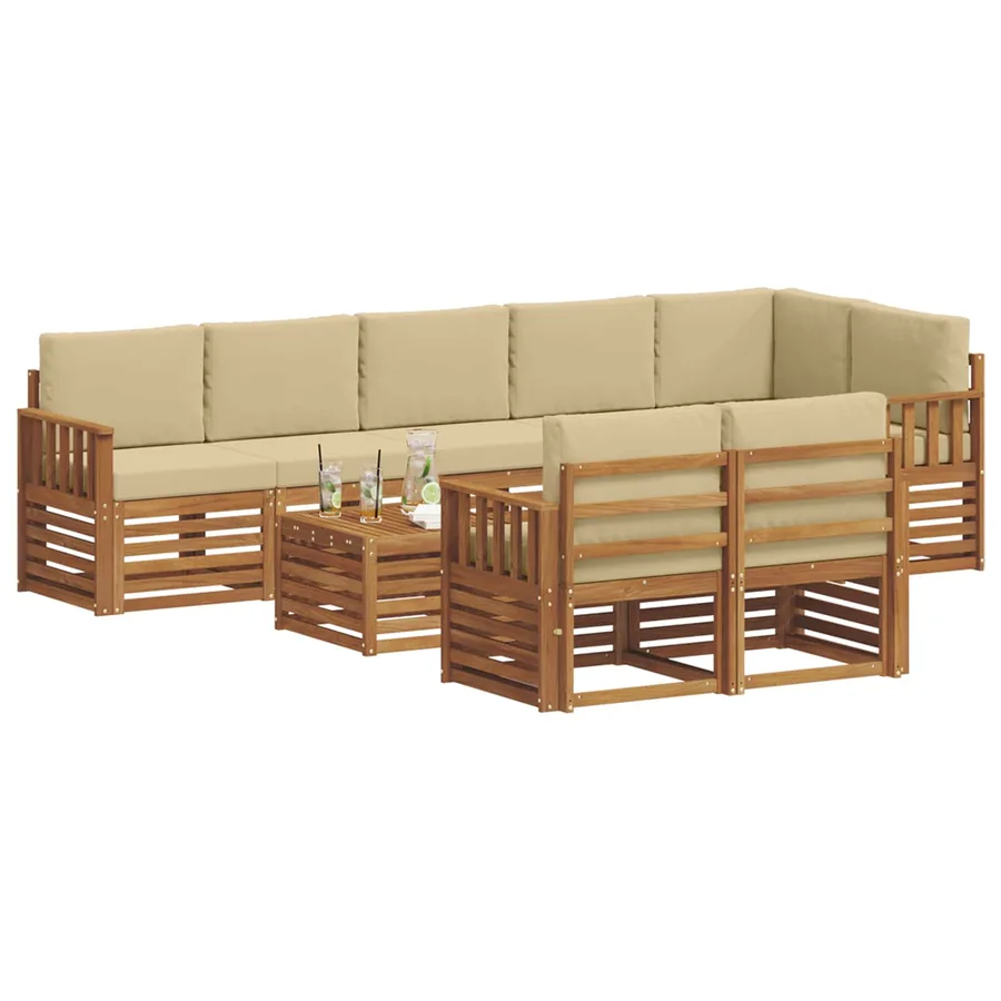 Ensembles de canapés avec coussin 9 pcs Naturel et Beige - 3