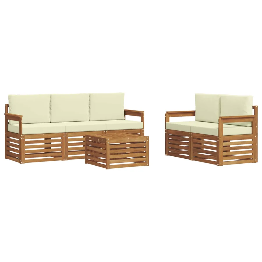 Ensembles de canapés avec coussin 6 pcs Naturel et Crème - 2