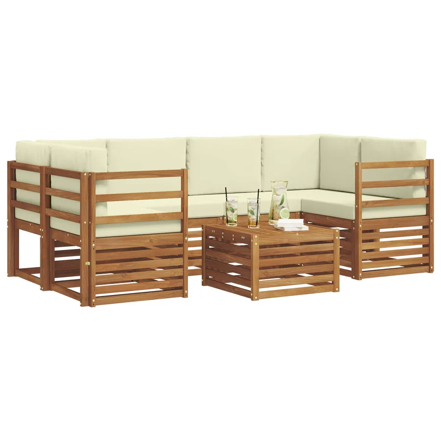 Ensemble de canapés d'extérieur 7 pcs Naturel et Crème - 3