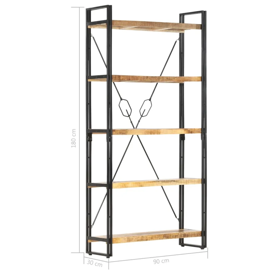 Bibliothèque 5 niveaux 90x30x180 cm Bois solide de manguier - 6