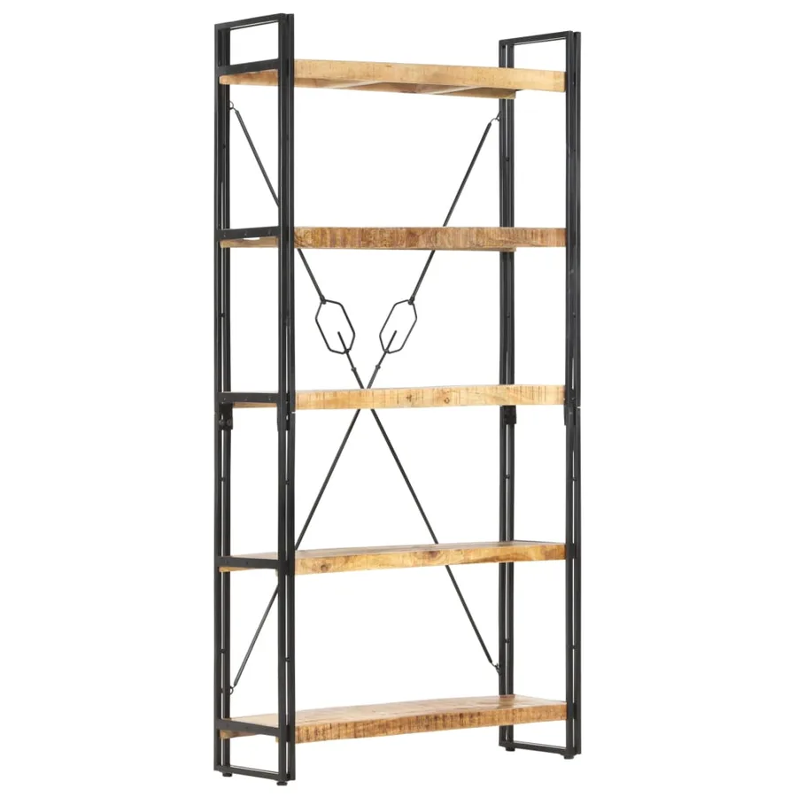 Bibliothèque 5 niveaux 90x30x180 cm Bois solide de manguier - 9