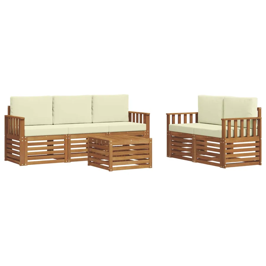 Ensembles de canapés avec coussin 6 pcs Naturel et Crème - 2