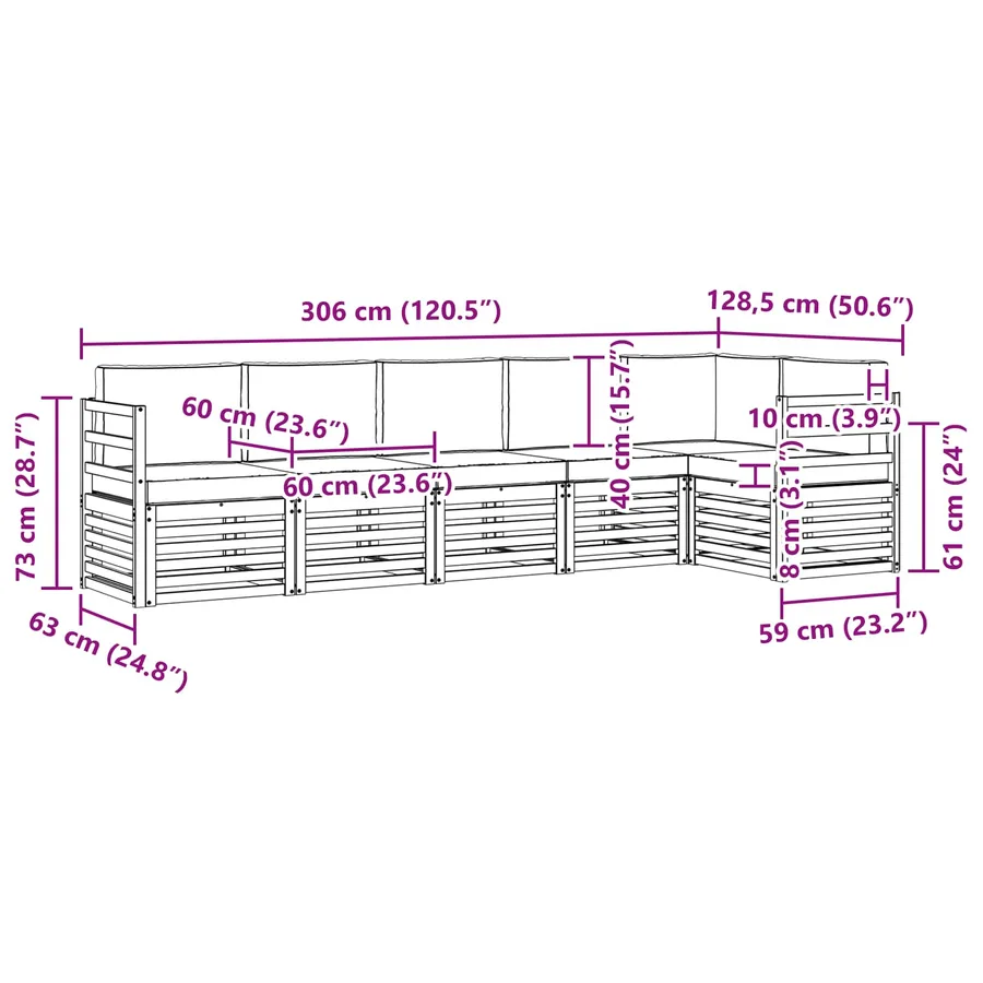 Ensemble de canapé d'angle 6 pcs Naturel et Anthracite - 10