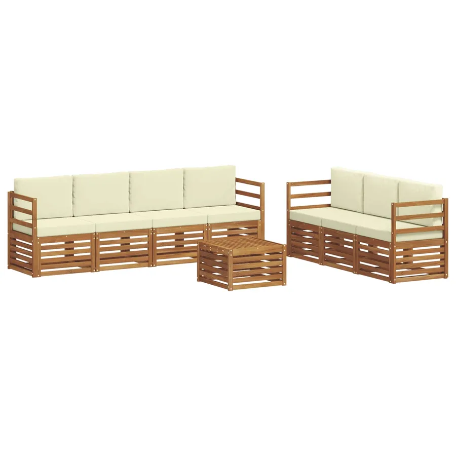 Ensembles de canapés avec coussin 8 pcs Naturel et Crème - 2