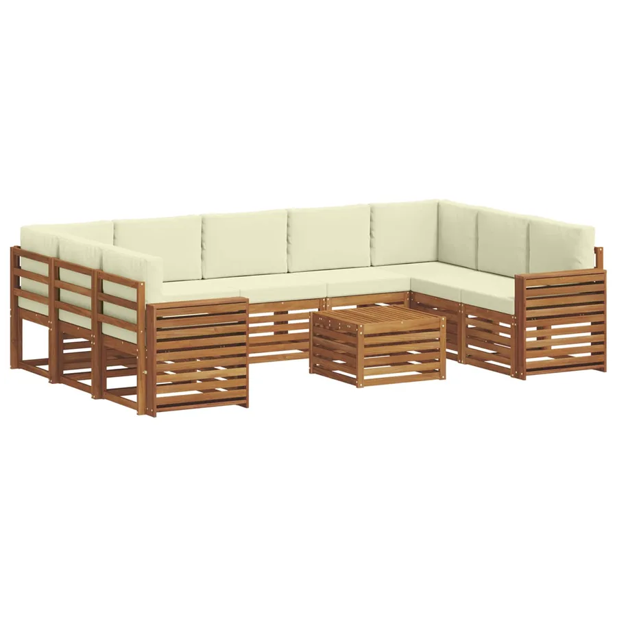Ensembles de canapés avec coussin 10 pcs Naturel et Crème - 2