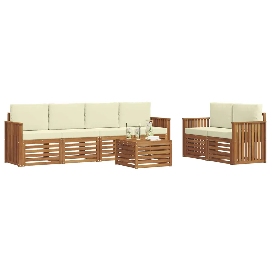 Ensemble de canapés d'extérieur 7 pcs Naturel et Crème - 3