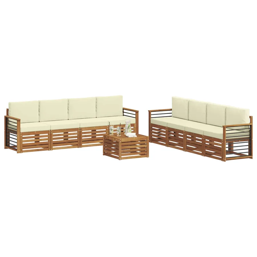 Ensembles de canapés avec coussin 9 pcs Naturel et Crème - 3