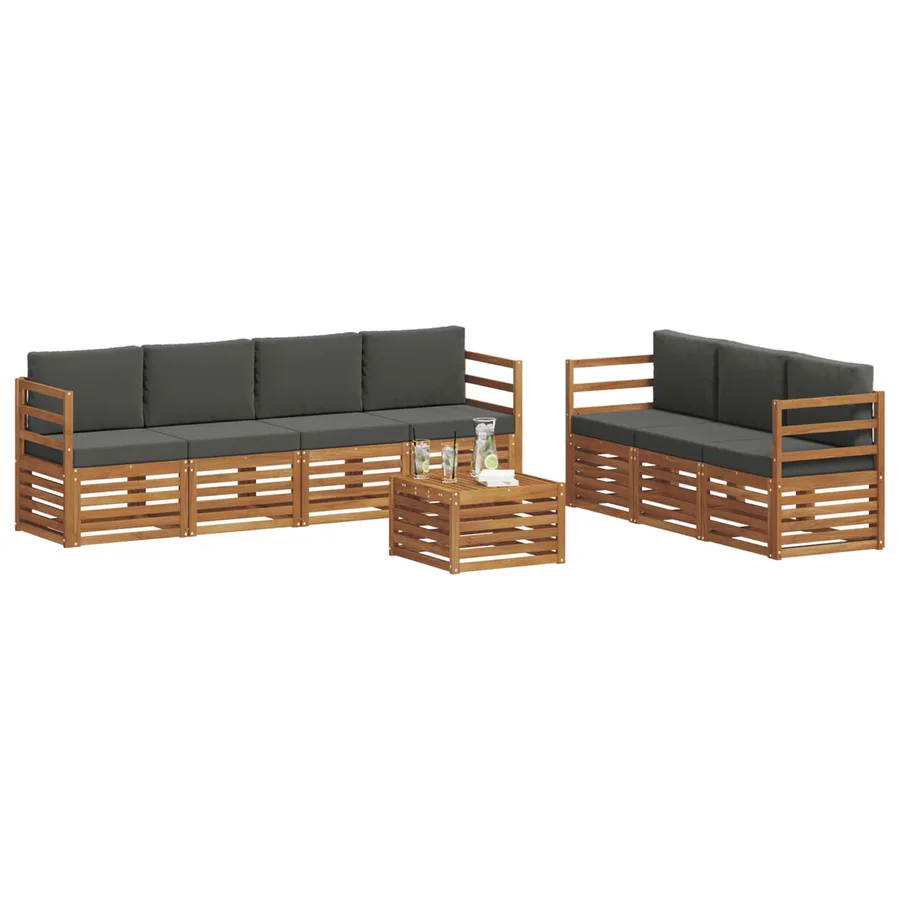 Ensembles de canapés avec coussin 8 pcs Naturel et Anthracite - 3