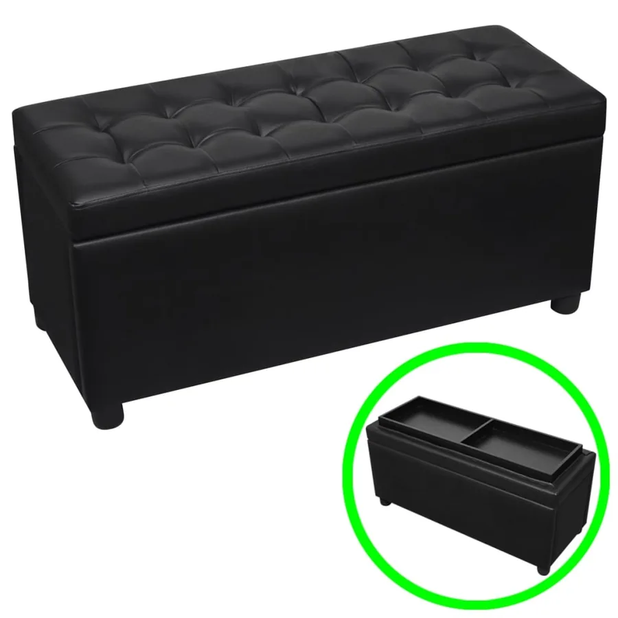 Pouf de rangement Cuir synthétique Noir