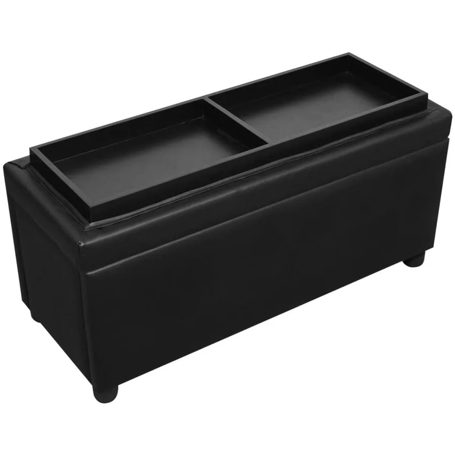 Pouf de rangement Cuir synthétique Noir - 7