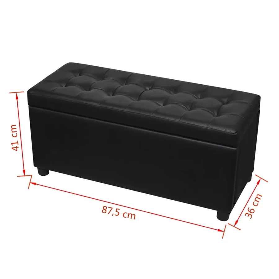 Pouf de rangement Cuir synthétique Noir - 9