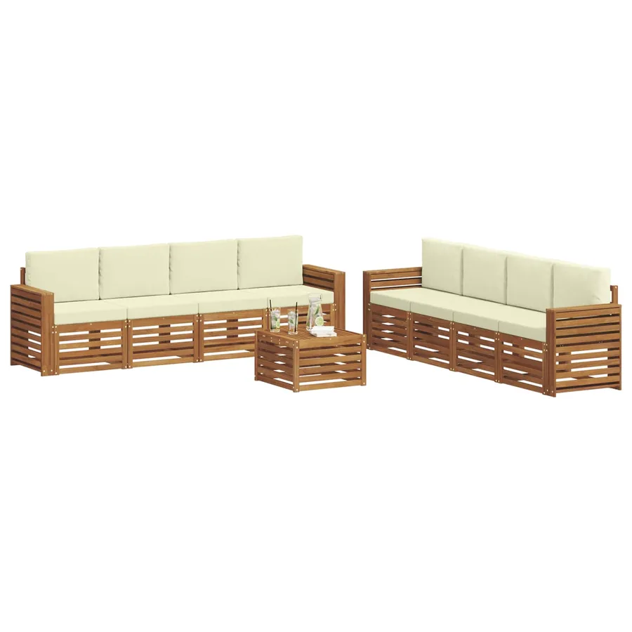 Ensembles de canapés avec coussin 9 pcs Naturel et Crème - 3
