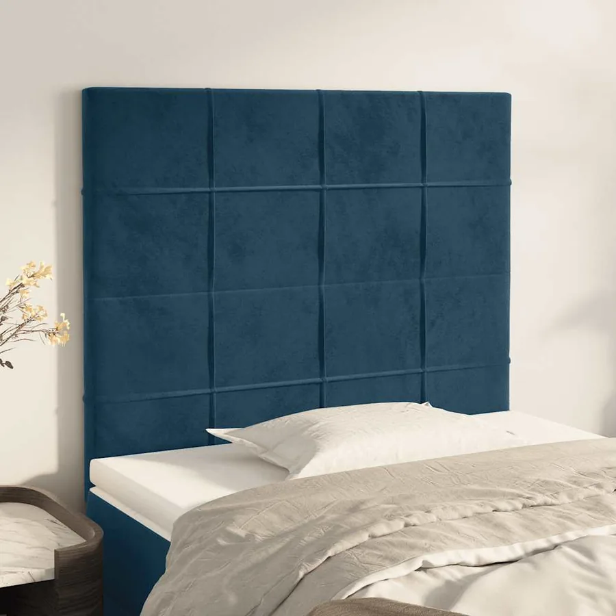 Tête de lit Bleu foncé 100x5x118/128 cm Velours