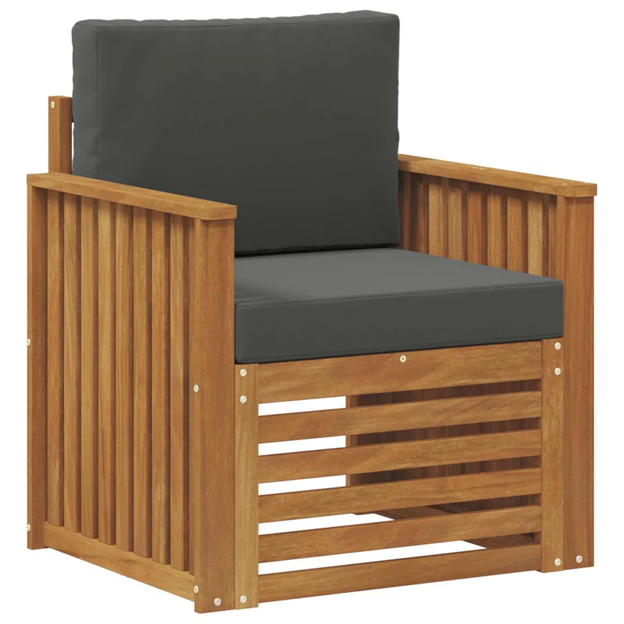 Canapé d’extérieur Bois d'acacia massif et polyester Naturel - 2