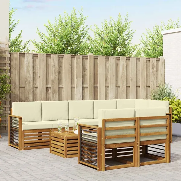 Ensembles de canapés avec coussin 9 pcs Naturel et Crème