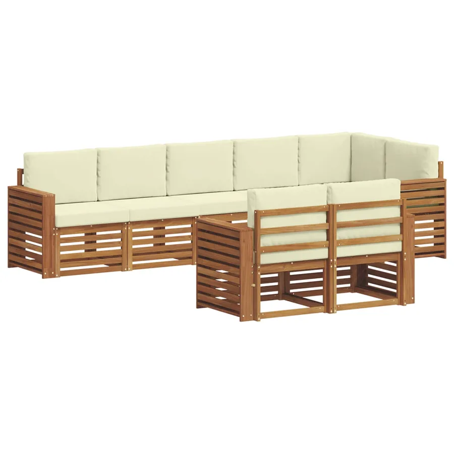 Ensembles de canapés avec coussin 8 pcs Naturel et Crème - 2