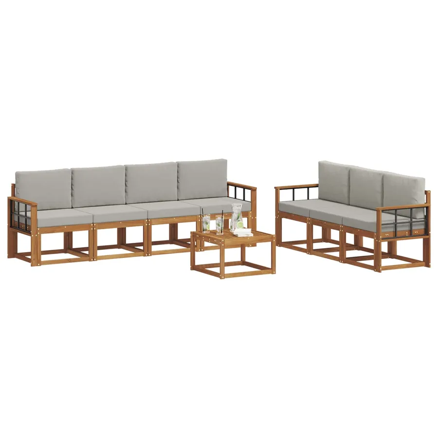 Ensemble de canapés d'extérieur 8 pcs Gris Naturel et Clair - 3