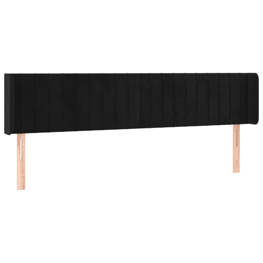 Tête de lit avec oreilles Noir 203x16x78/88 cm Velours - 2
