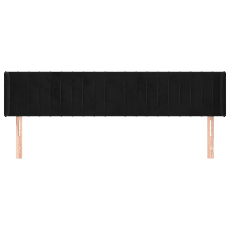 Tête de lit avec oreilles Noir 203x16x78/88 cm Velours - 3